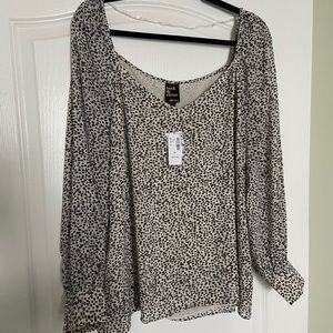 Black and white blouse with square neck